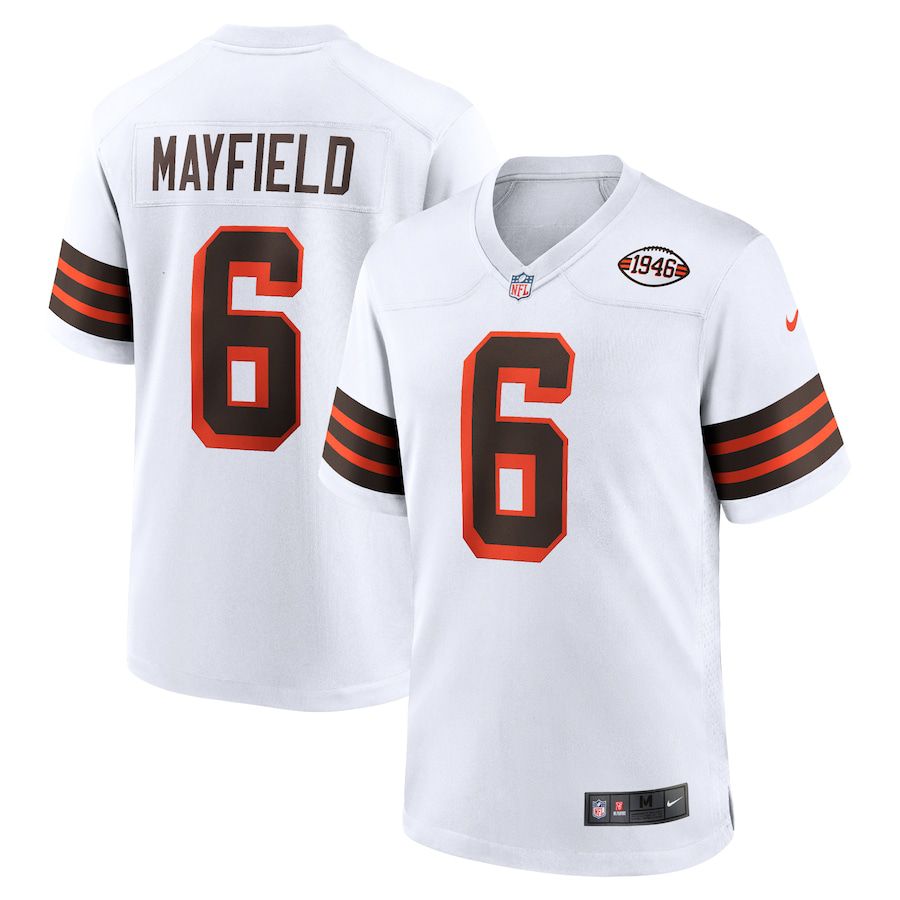 Men Cleveland Browns #6 Baker Mayfield Nike White 1946 Collection Alternate Game NFL Jersey